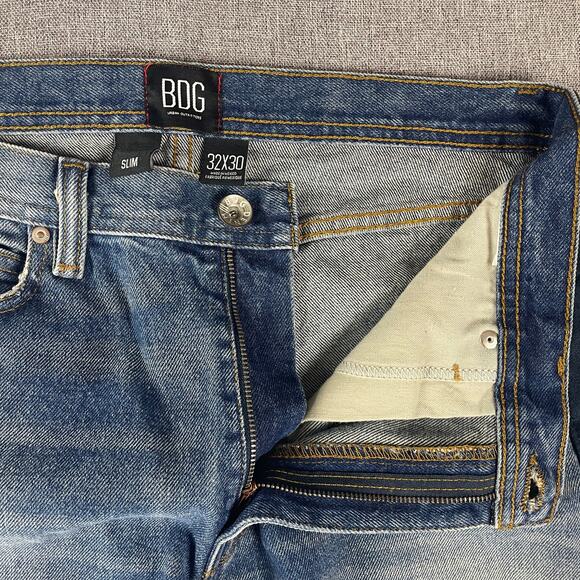 BDG Jeans Urban Outfitters Mens 32x30 Blue Stripe Distressed - Picture 3 of 11